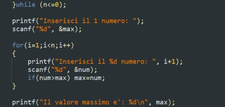 Massimo Tra N Numeri In C Calcolare Il Massimo Di N Numeri