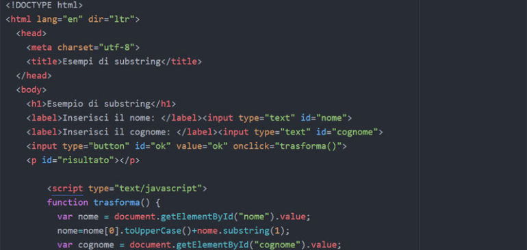 Substring Javascript Estrarre Caratteri Da Una Stringa 2037