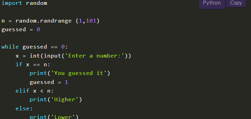 Number Guessing Game Python Randrange Function