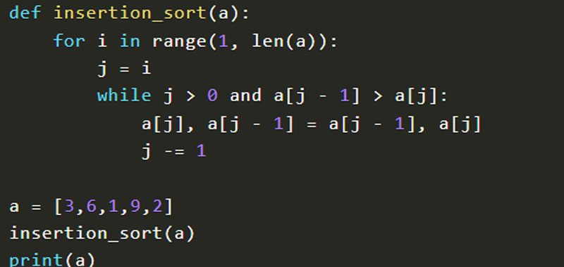 Python Insertion Sort Coding Creativo